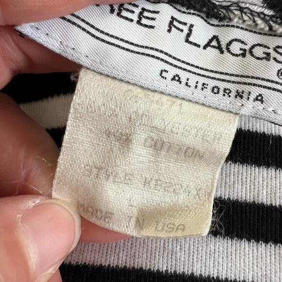 Vintage Three Flaggs Womens Knit T Shirt Top Short Sleeve Pullover Striped Large - Picture 7 of 8